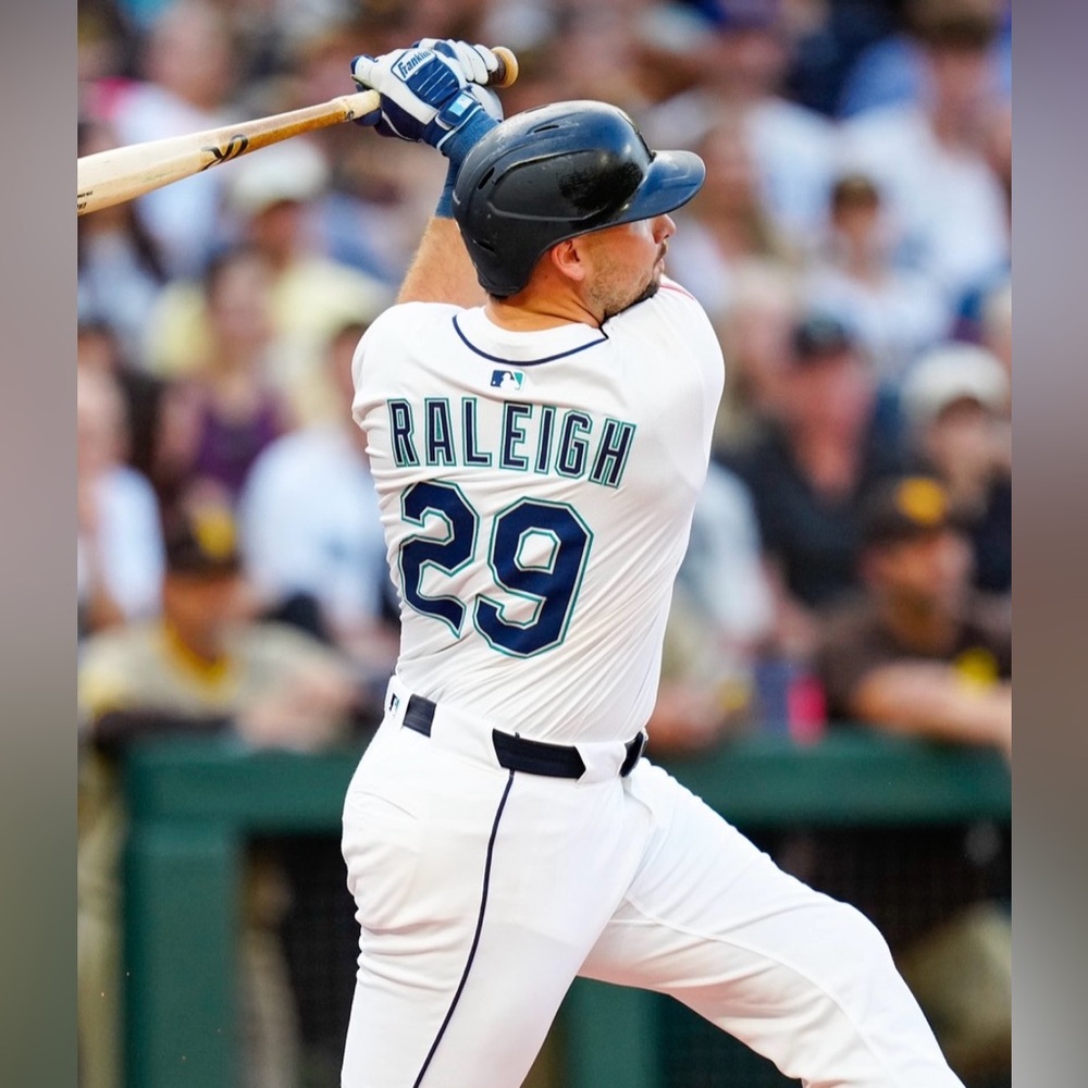 Nike Authentic Seattle Mariners Cal Raleigh #29 White MLB Jersey Men’s Sz: L - Picture 4 of 9